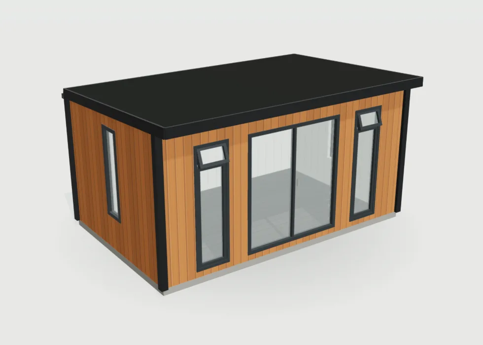 Configurator view of a 16 by 10ft garden room clad in cedar