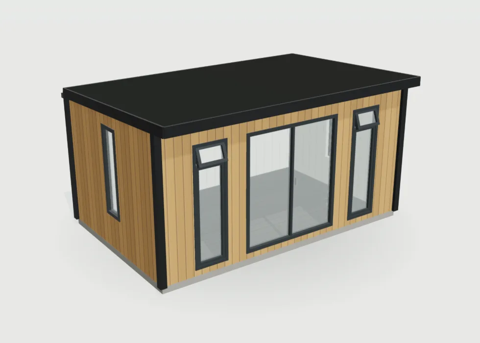 Configurator view of a 16 by 10ft garden room clad in timber