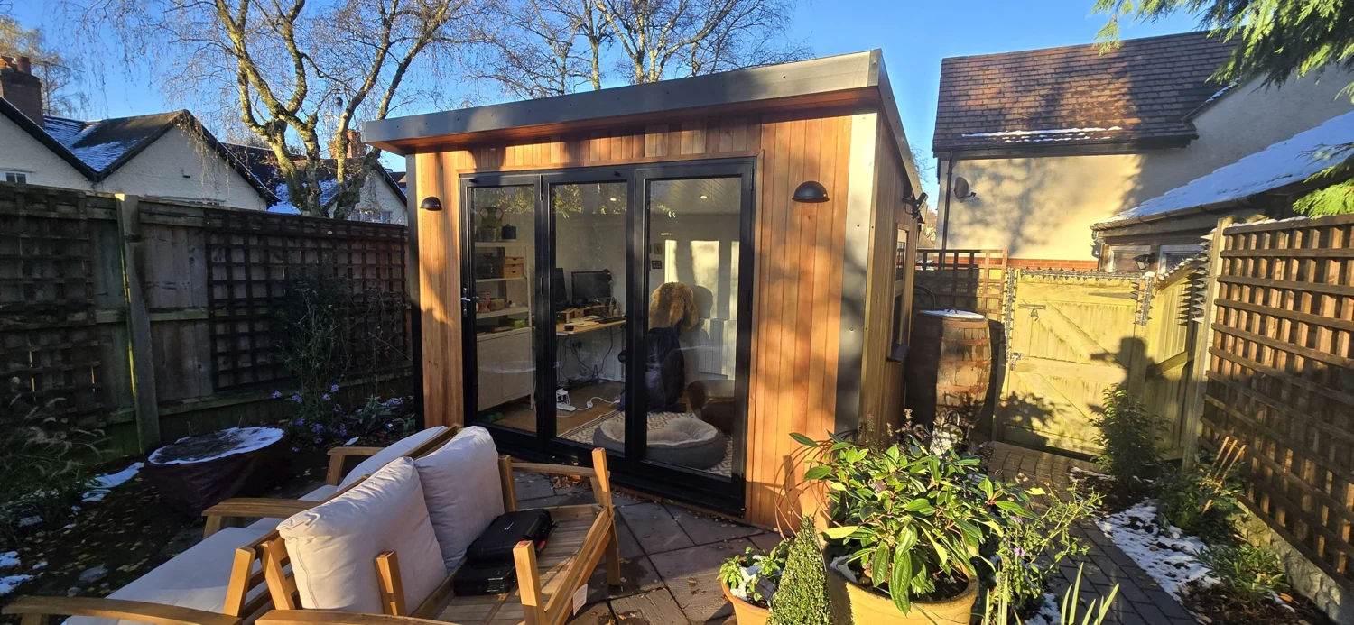 Cedar-clad Noah garden office in a Birmingham garden