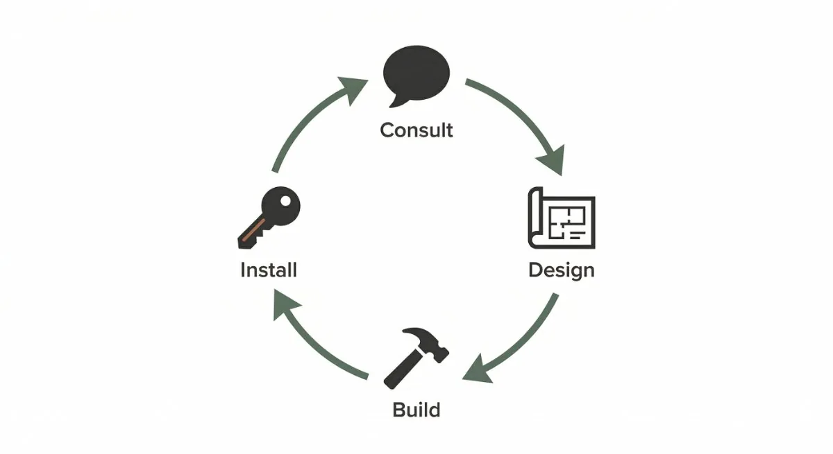 The consult, design, build and install cycle for a garden gym