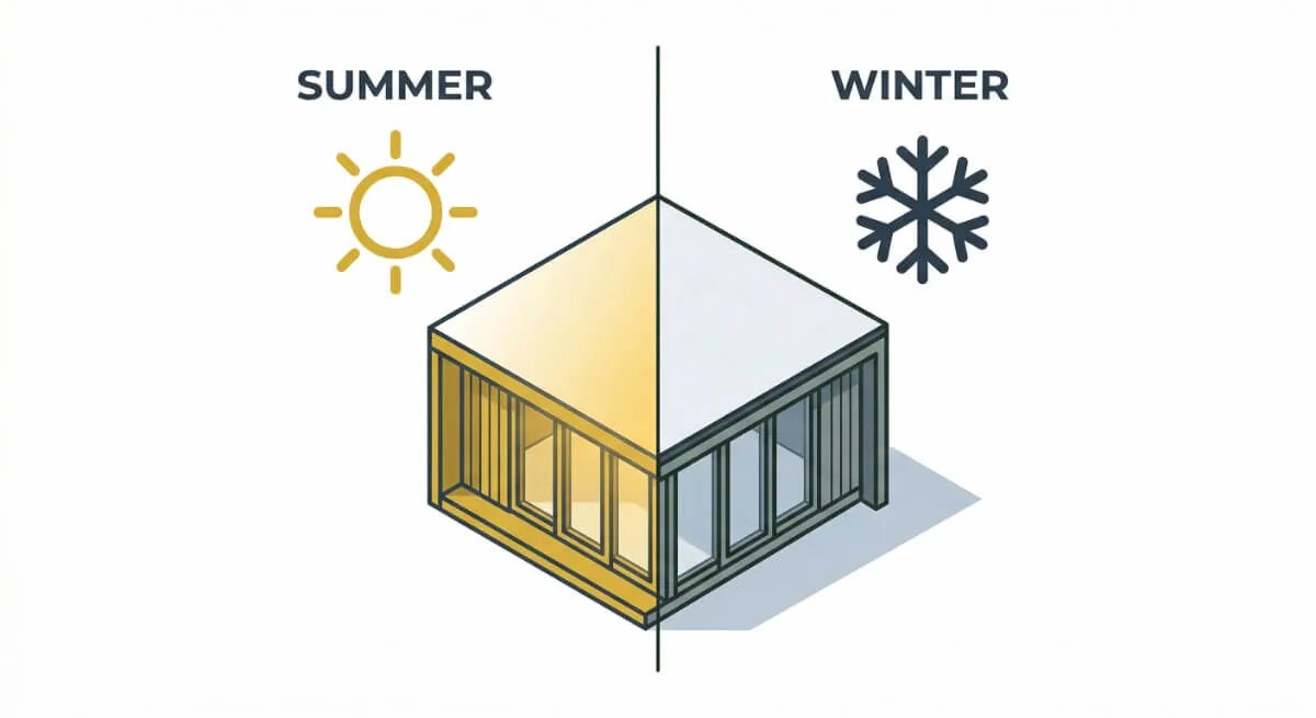 An insulated garden room staying cool in summer and warm in winter