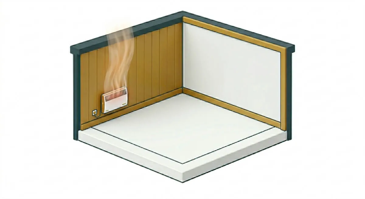 A heated corner of an insulated garden room