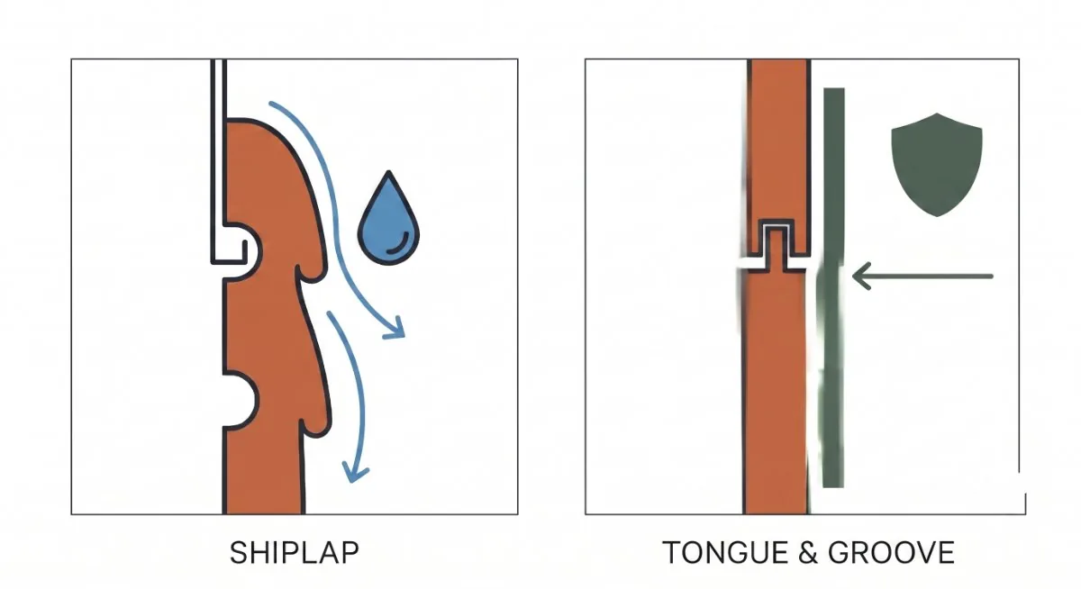 Shiplap and tongue-and-groove workshop board styles compared